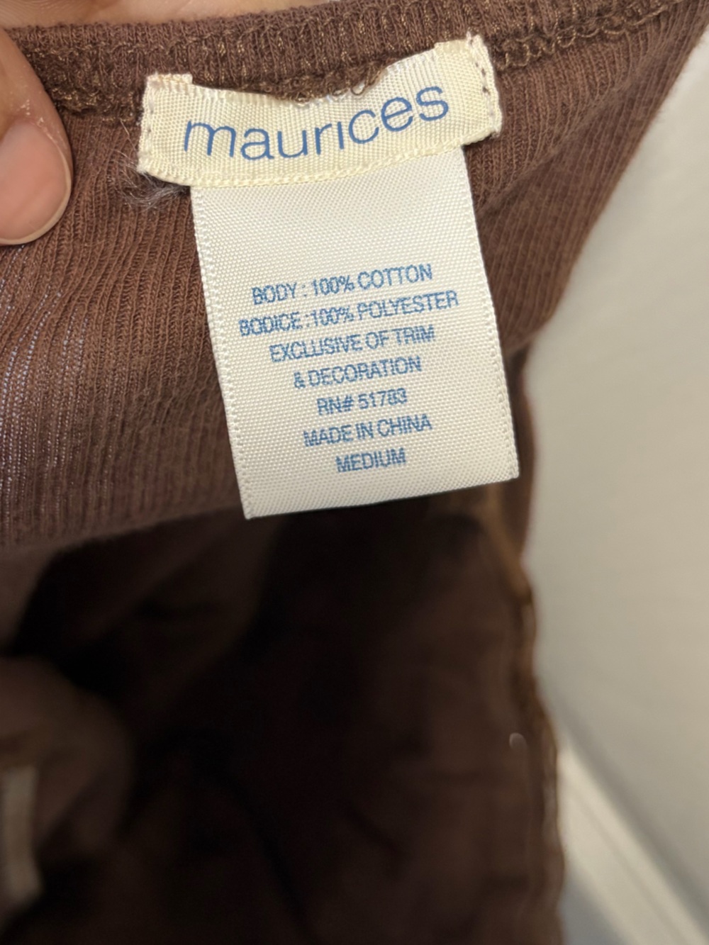 Y2K Maurices Brown Ribbed lace top Cami M - Picture 7 of 14